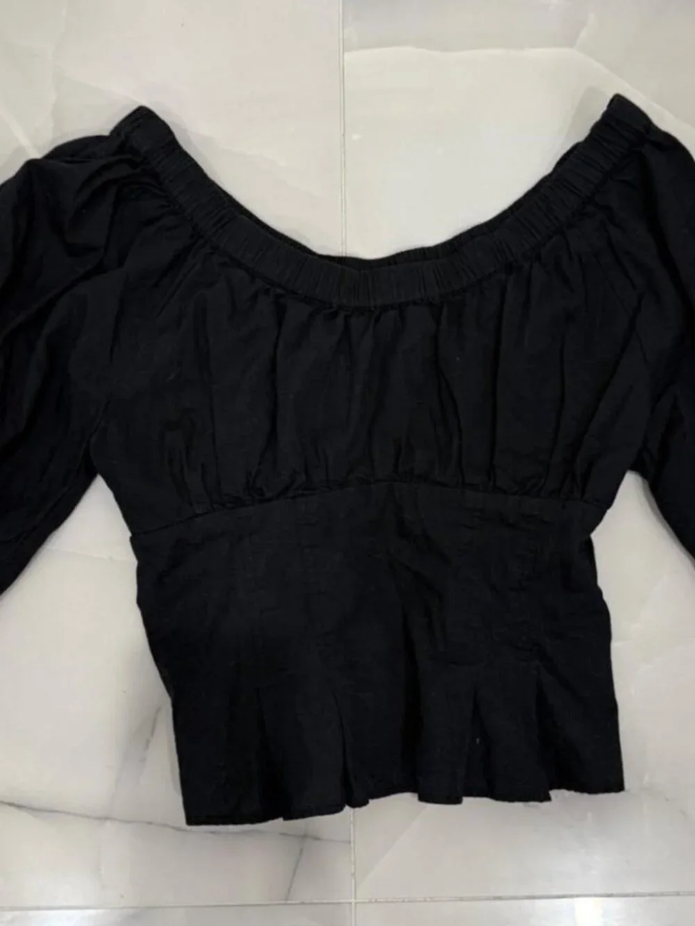 Free People Women's - XS - Teagan Puff Sleeve Bodice Top - Black